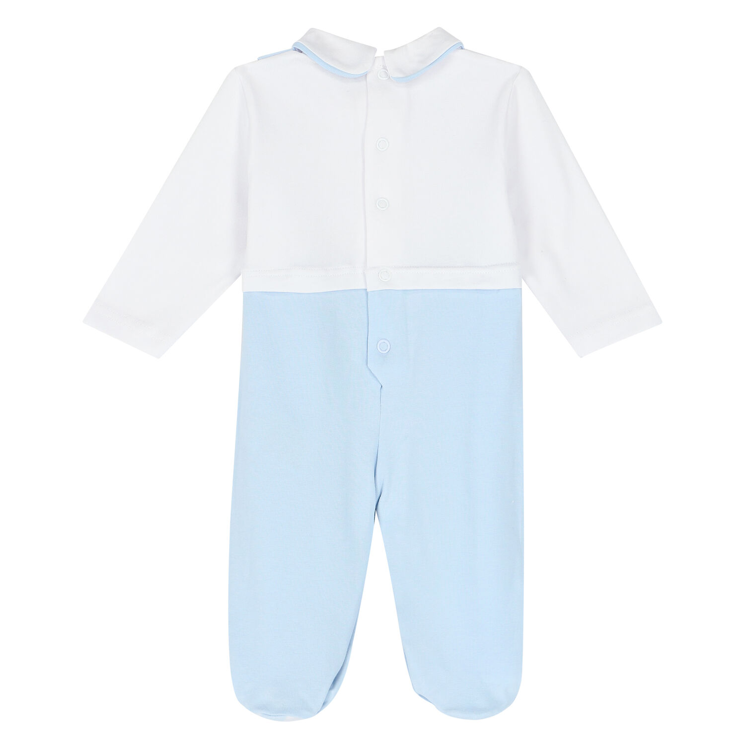 Baby Boys White & Blue Babygrow, 1, hi-res