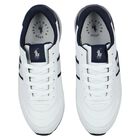 Boys White & Navy Blue Logo Trainers, 1, hi-res