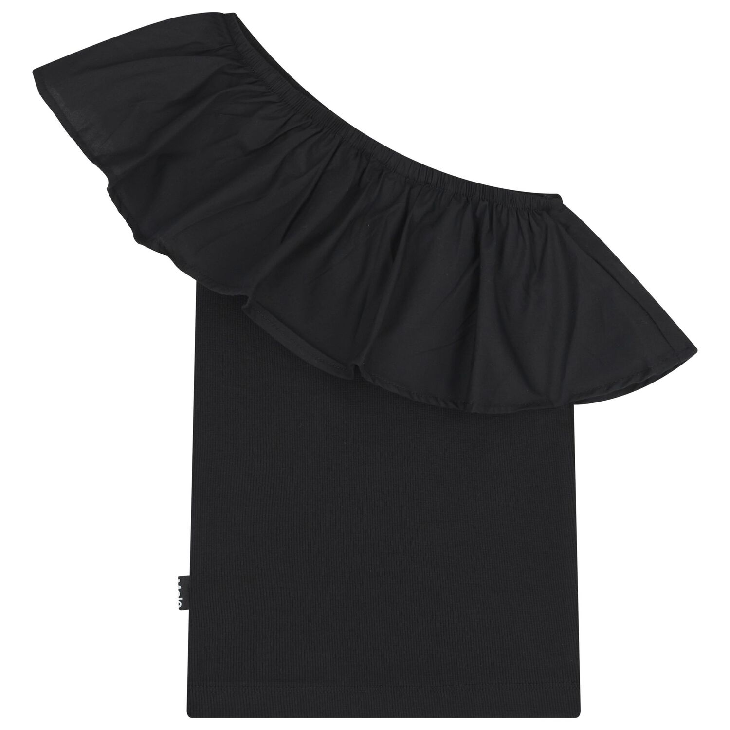 Girls Black One Shoulder Top, 1, hi-res