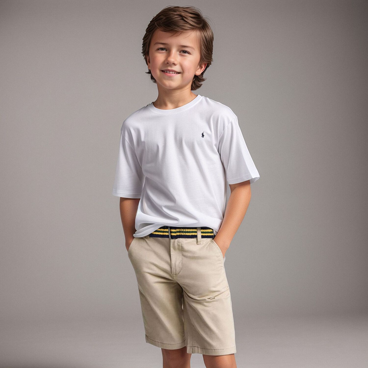 Boys Beige Logo Shorts, 1, hi-res image number null