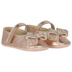 Baby Girls Rose Gold Crystal Shoes, 2, hi-res