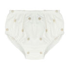 Younger Girls Ivory & Gold Spot Dress, 1, hi-res