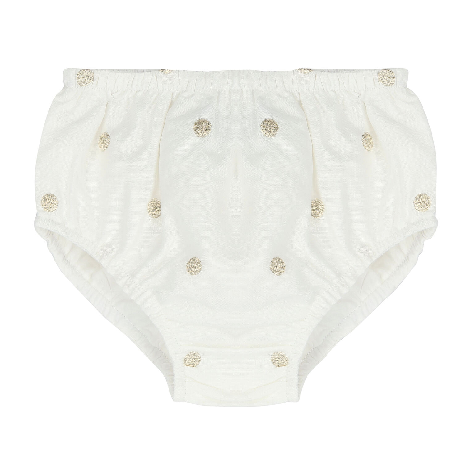 Younger Girls Ivory & Gold Spot Dress, 1, hi-res