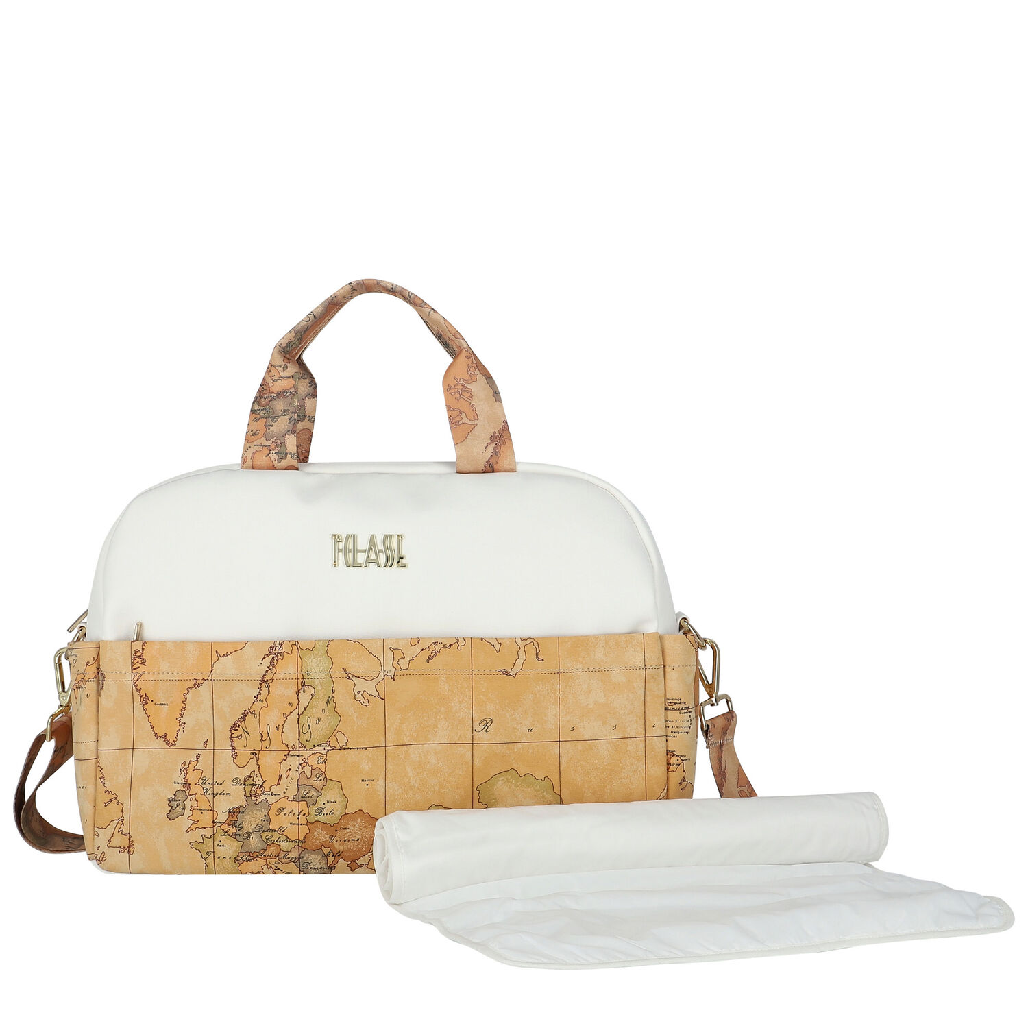 Ivory & Beige Geo Map Baby Changing Bag, 1, hi-res