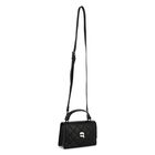 Girls Black Ikonik Karl Quilted Handbag ( 18cm ), 1, hi-res
