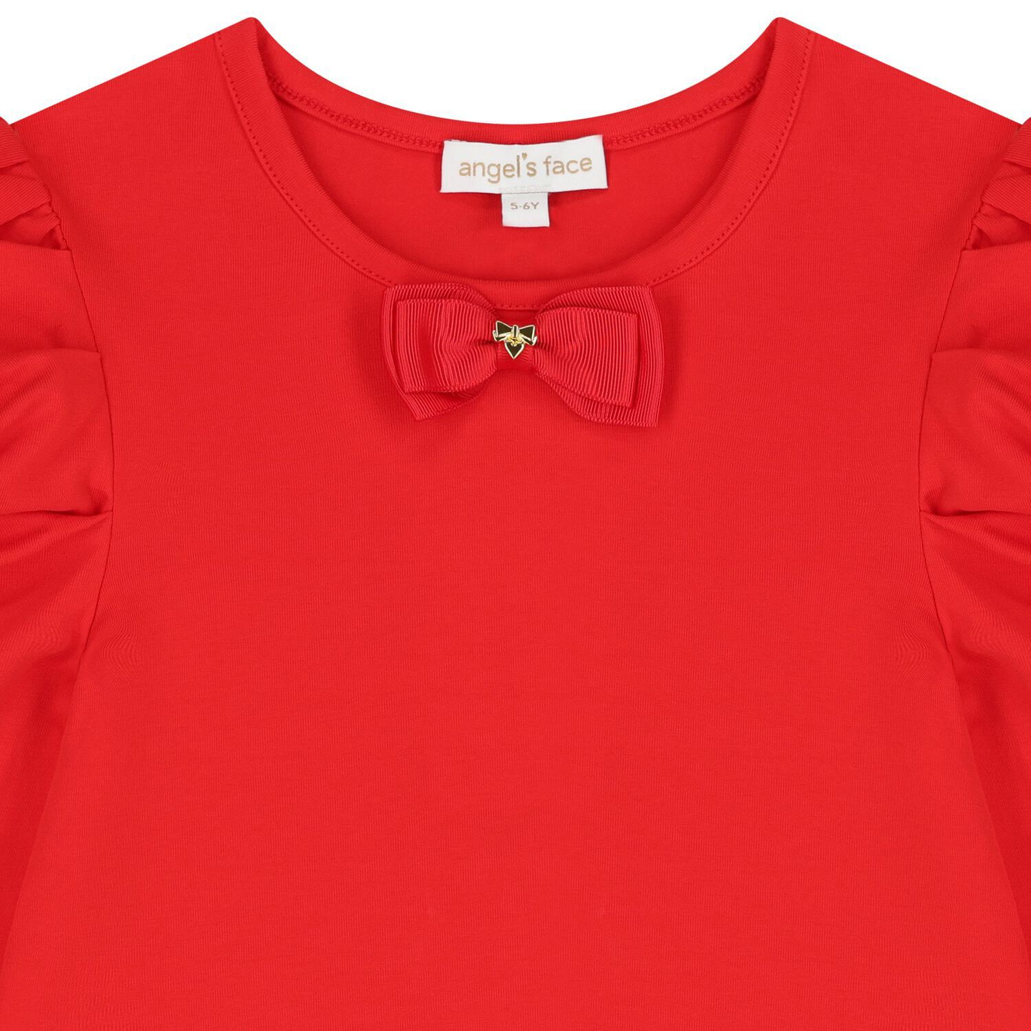 Girls Red Bow Long Sleeve Top, 2, hi-res