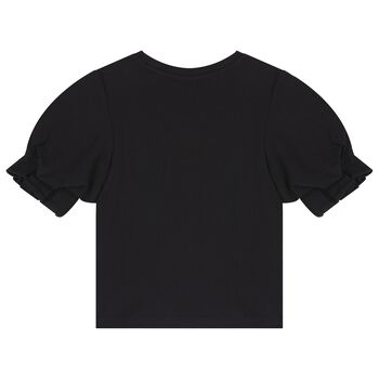 Girls Black Bow T-Shirt