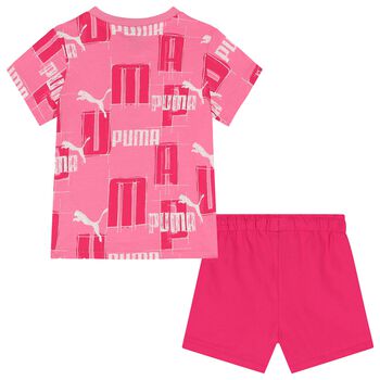 Younger Girls Pink Logo Shorts Set