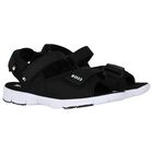 Boys Black Logo Sandals, 1, hi-res