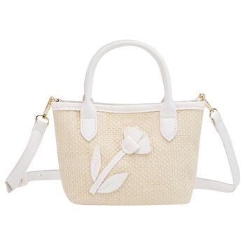 Girls Ivory Flower Handbag (16cm)