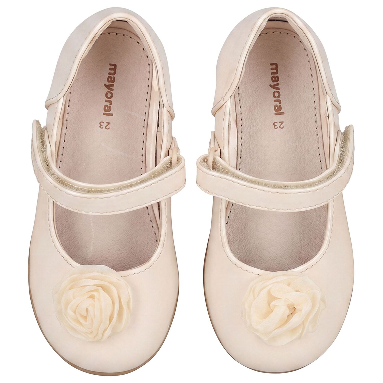 Younger Girls Beige Flower Shoes , 2, hi-res