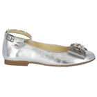 Girls Silver Ballerina Bow Shoes, 1, hi-res