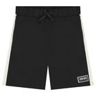 Boys Black Logo Shorts, 1, hi-res