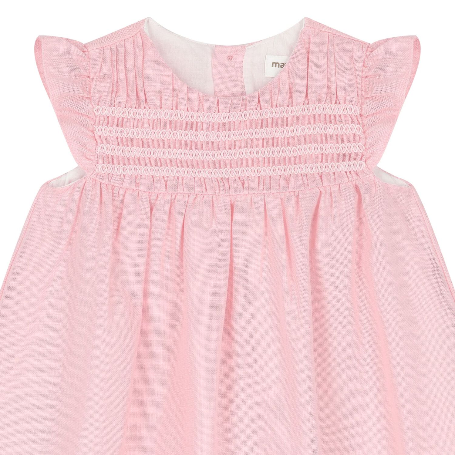 Baby Girls Pink Shirred Dress, 1, hi-res