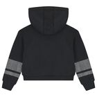 Girls Black Logo Embellished Hooded Top, 1, hi-res
