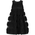 Girls Black Tulle Frills Logo Dress, 1, hi-res