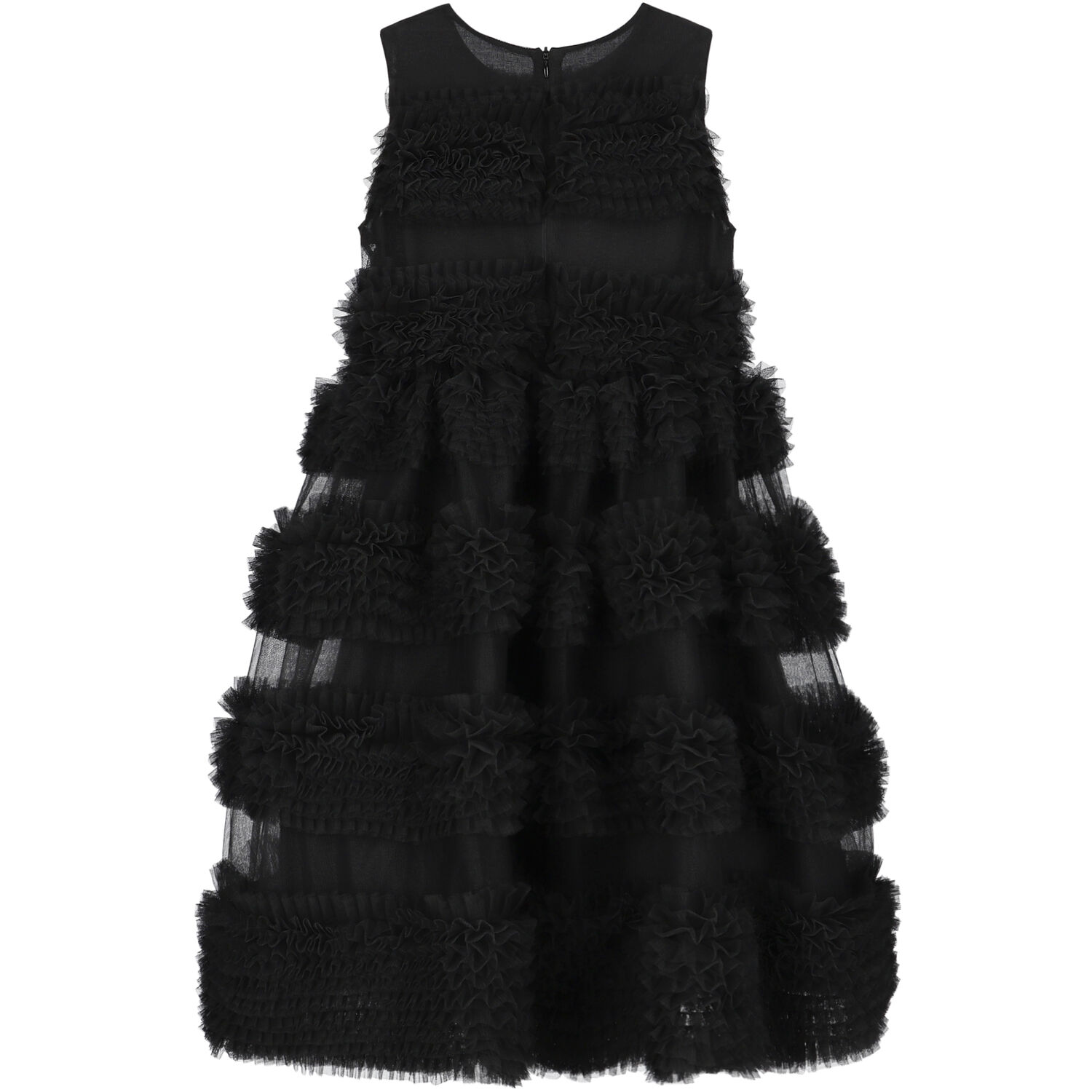 Girls Black Tulle Frills Logo Dress, 1, hi-res