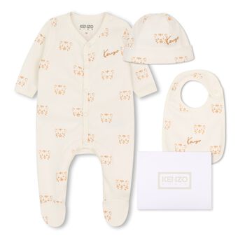 Ivory & Beige Tiger Logo Babygrow Gift Set