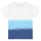 Younger Boys White & Blue Logo T-Shirt, 1, hi-res