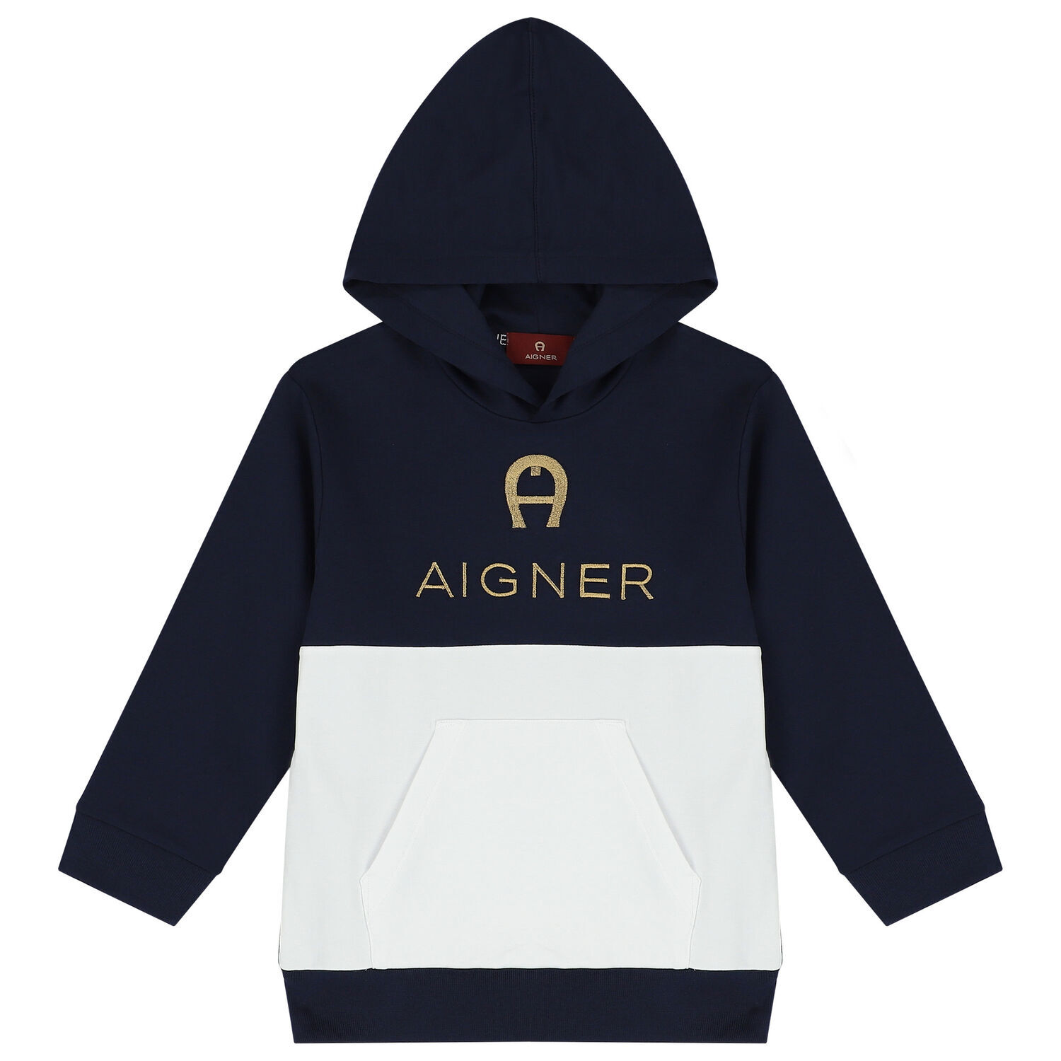 Boys Navy Blue & White Logo Hooded Top, 1, hi-res image number null