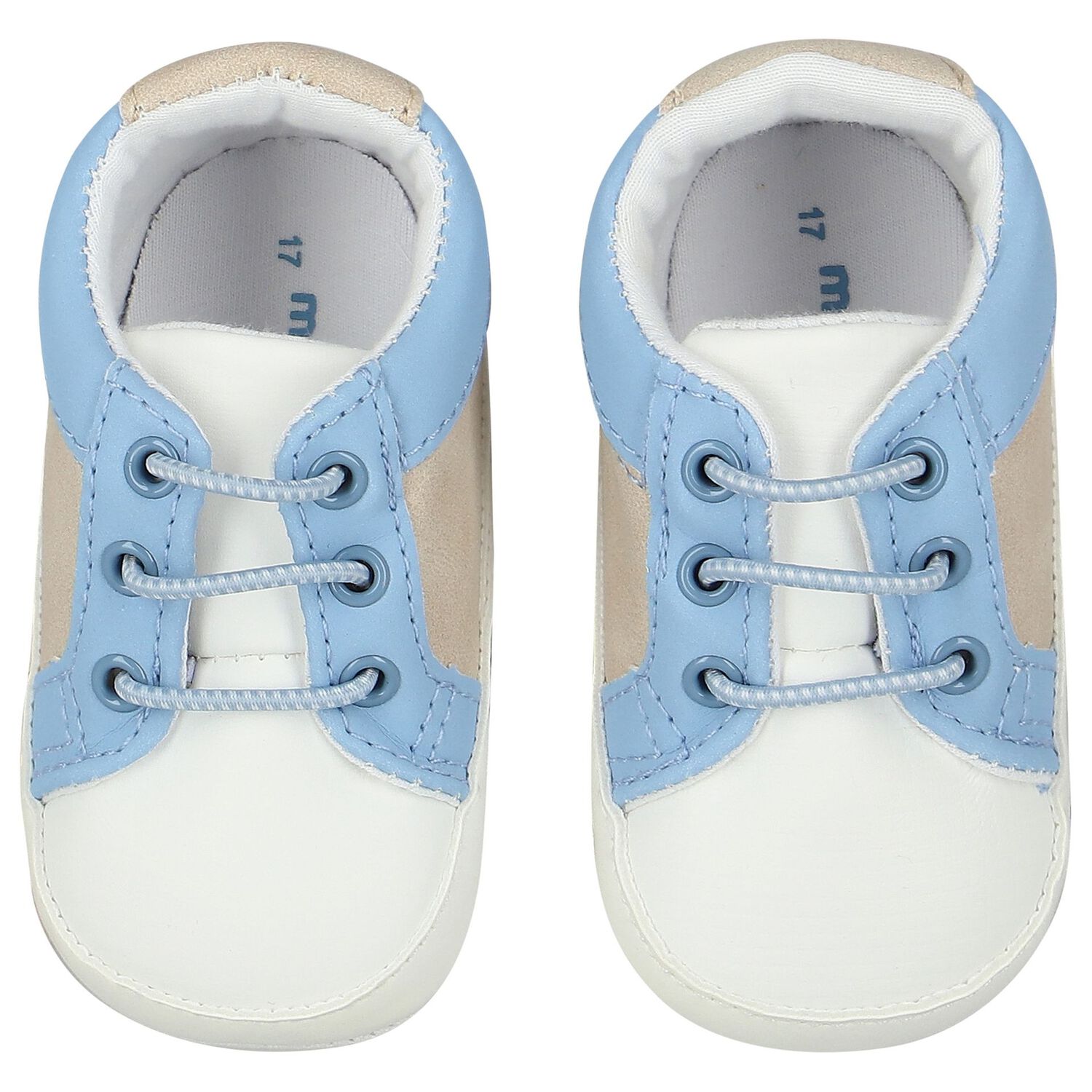 Baby Boys Blue, Beige & White Pre Walker Shoes, 1, hi-res