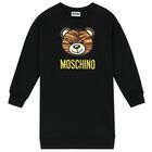 Girls Black Logo Dress, 2, hi-res