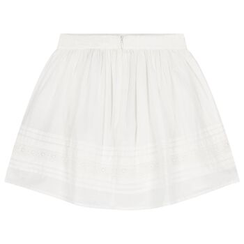 Girls White Broderie Anglaise Skirt