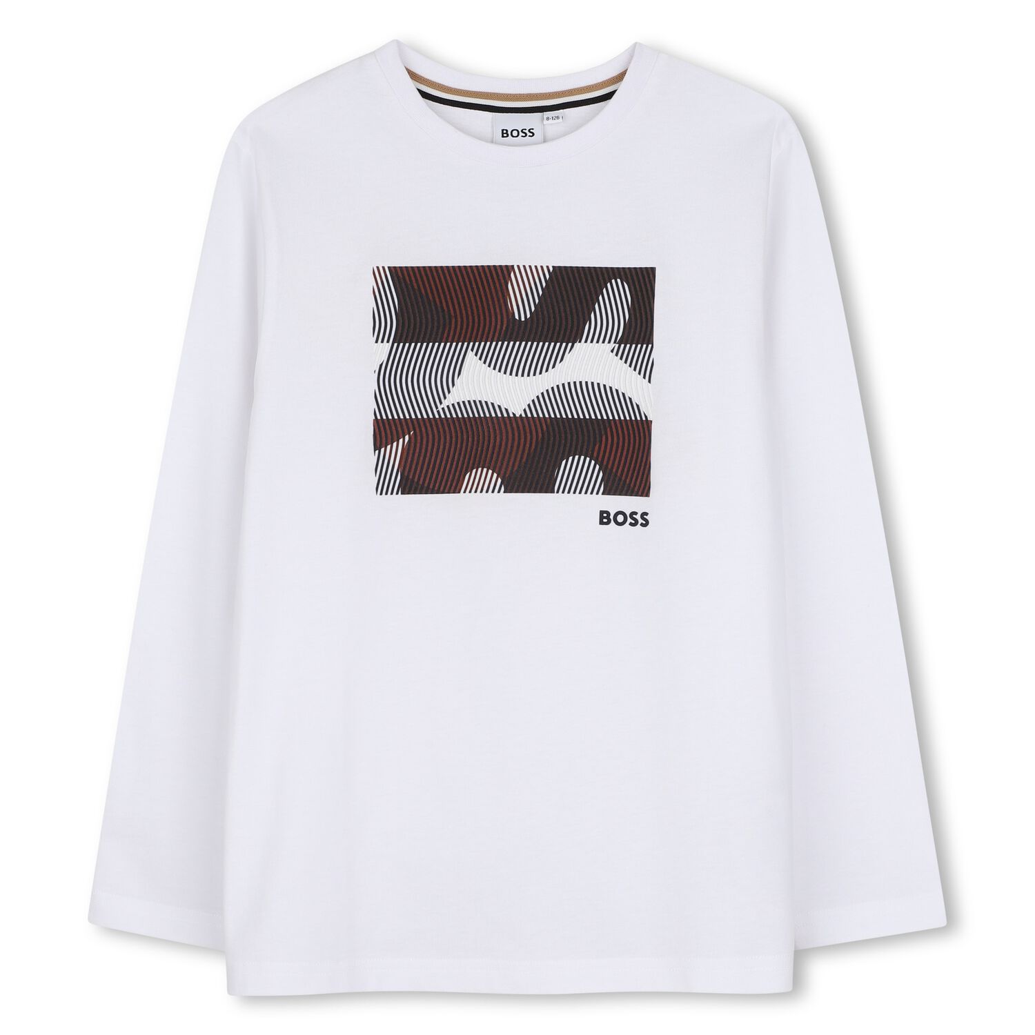 Boys White Logo Long Sleeve Top, 2, hi-res