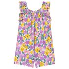 Younger Girls Purple & Yellow Floral Jumpsuit, 1, hi-res