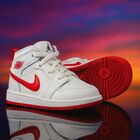 Younger White & Red Jordan 1 Mid Easyon Trainers, 1, hi-res