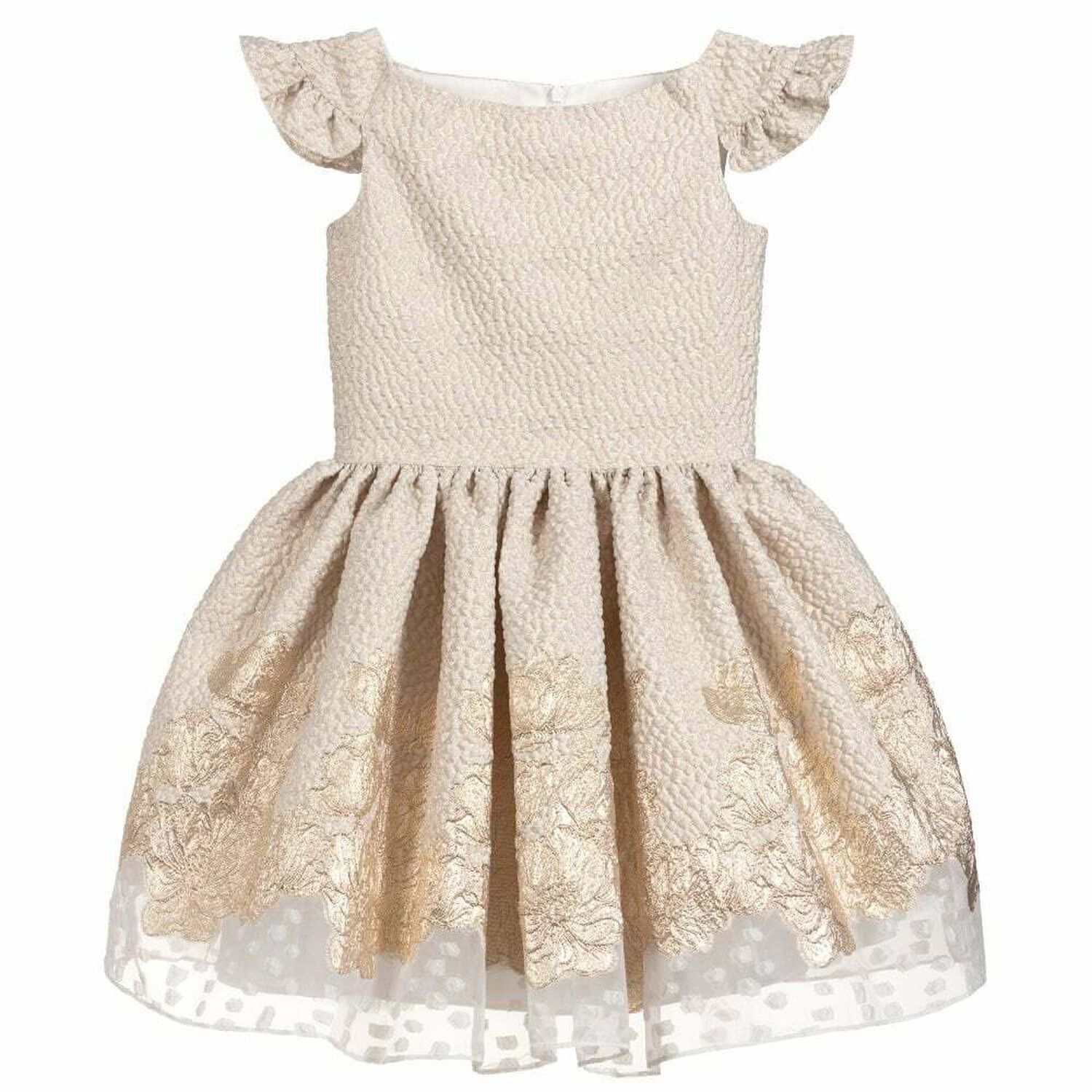 Girls Gold Special Occasion Dress, 1, hi-res