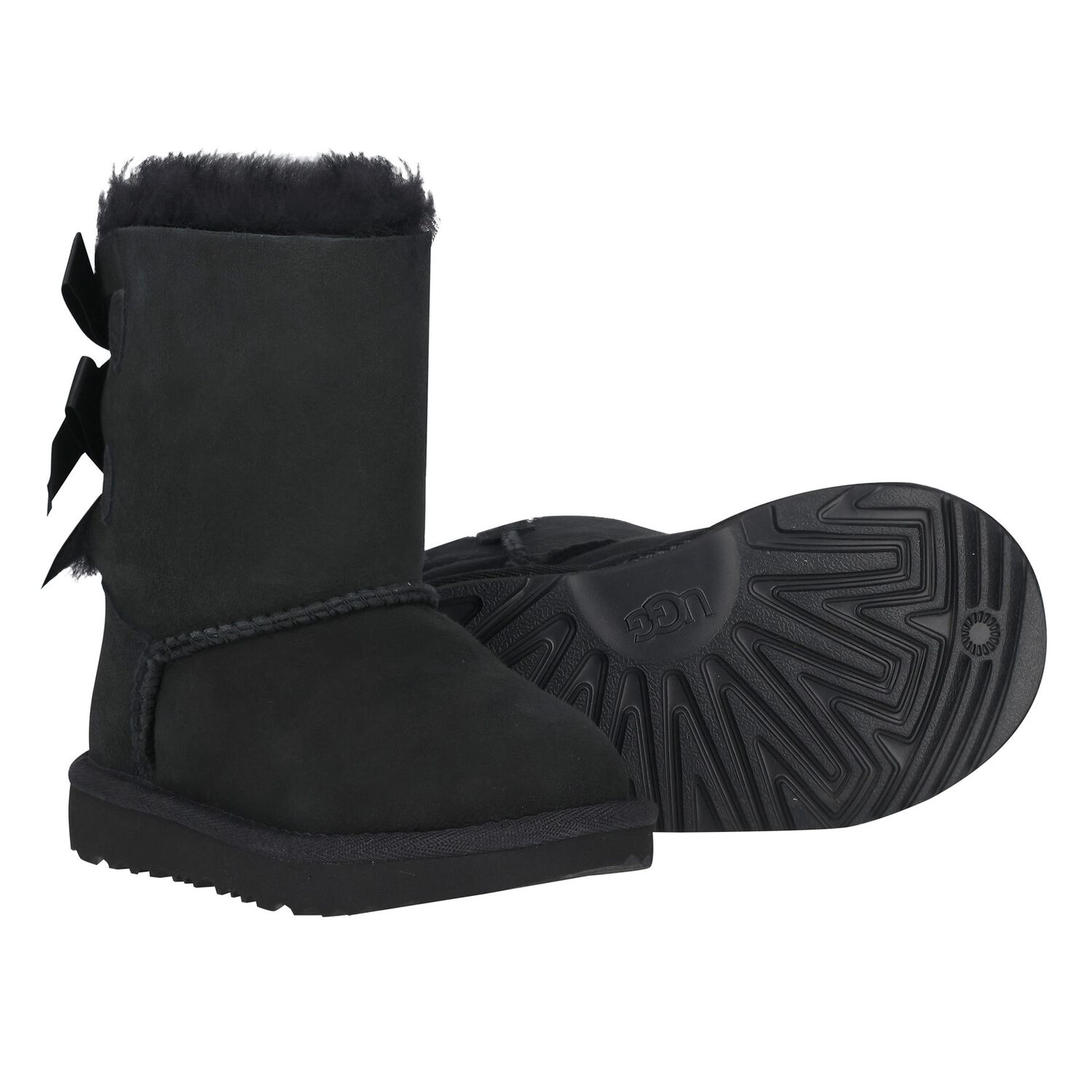 Younger Girls Black Bailey Bow II Suede Boots, 1, hi-res