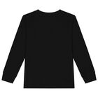 Boys Black Logo Long Sleeve Top, 1, hi-res