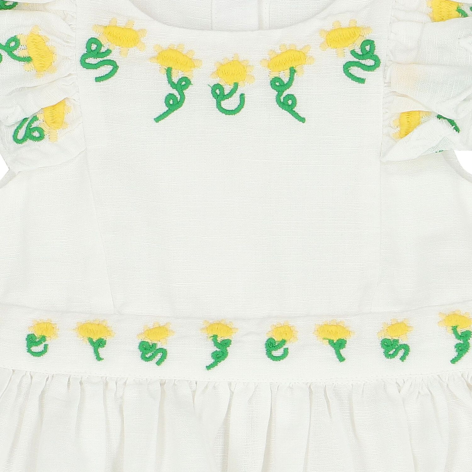 Younger Girls White Embroidered Floral Dress, 1, hi-res