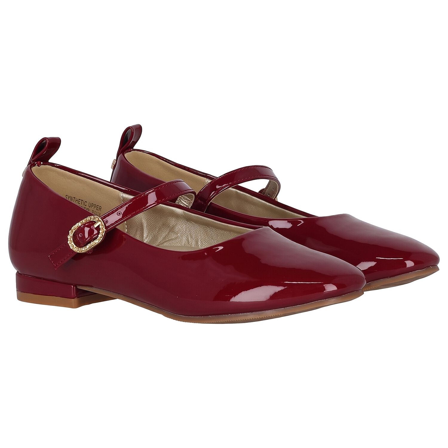 Girls Burgundy Logo Patent Leather Shoes, 1, hi-res