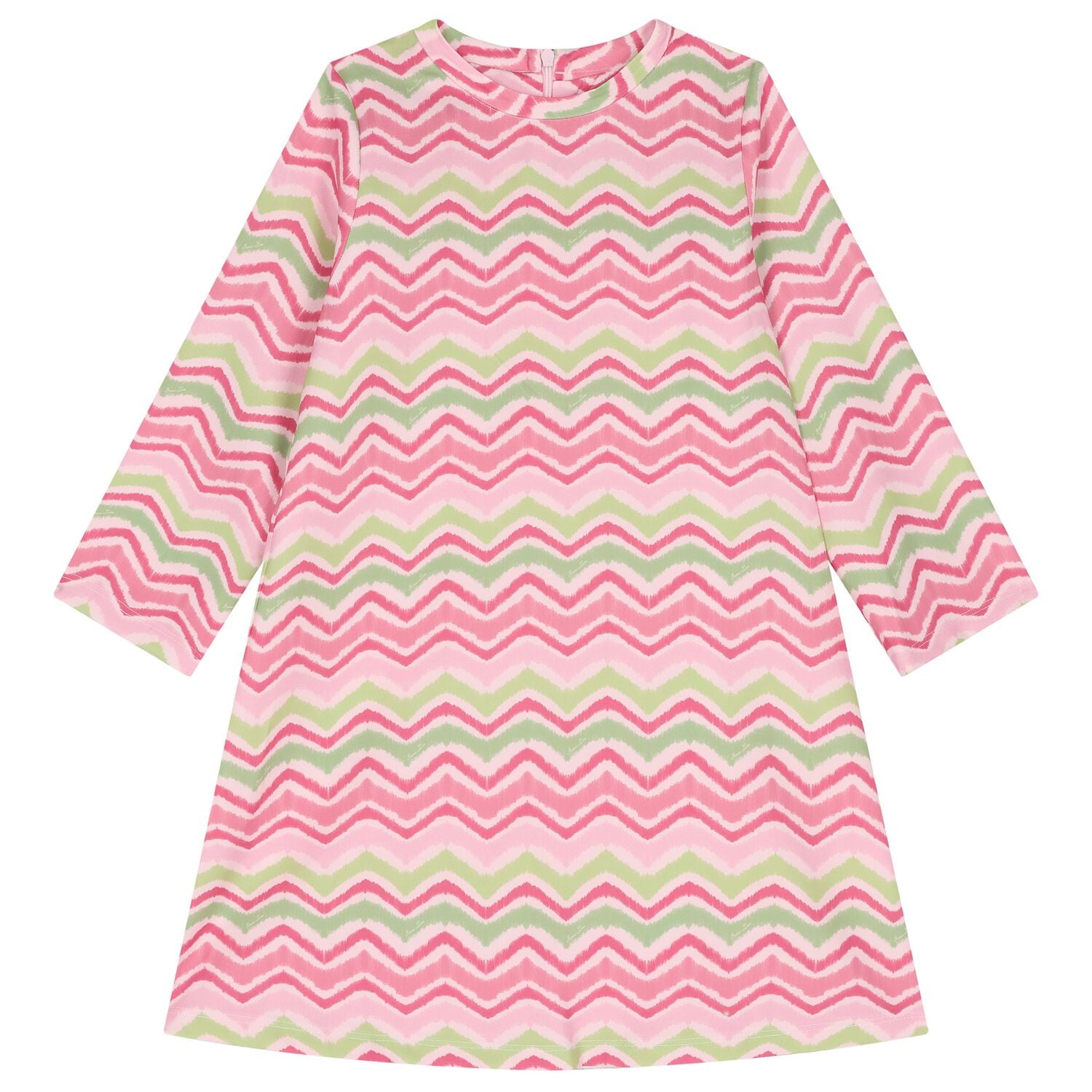 Girls Pink & Green Zigzag Dress, 1, hi-res