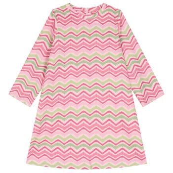 Girls Pink & Green Zigzag Dress