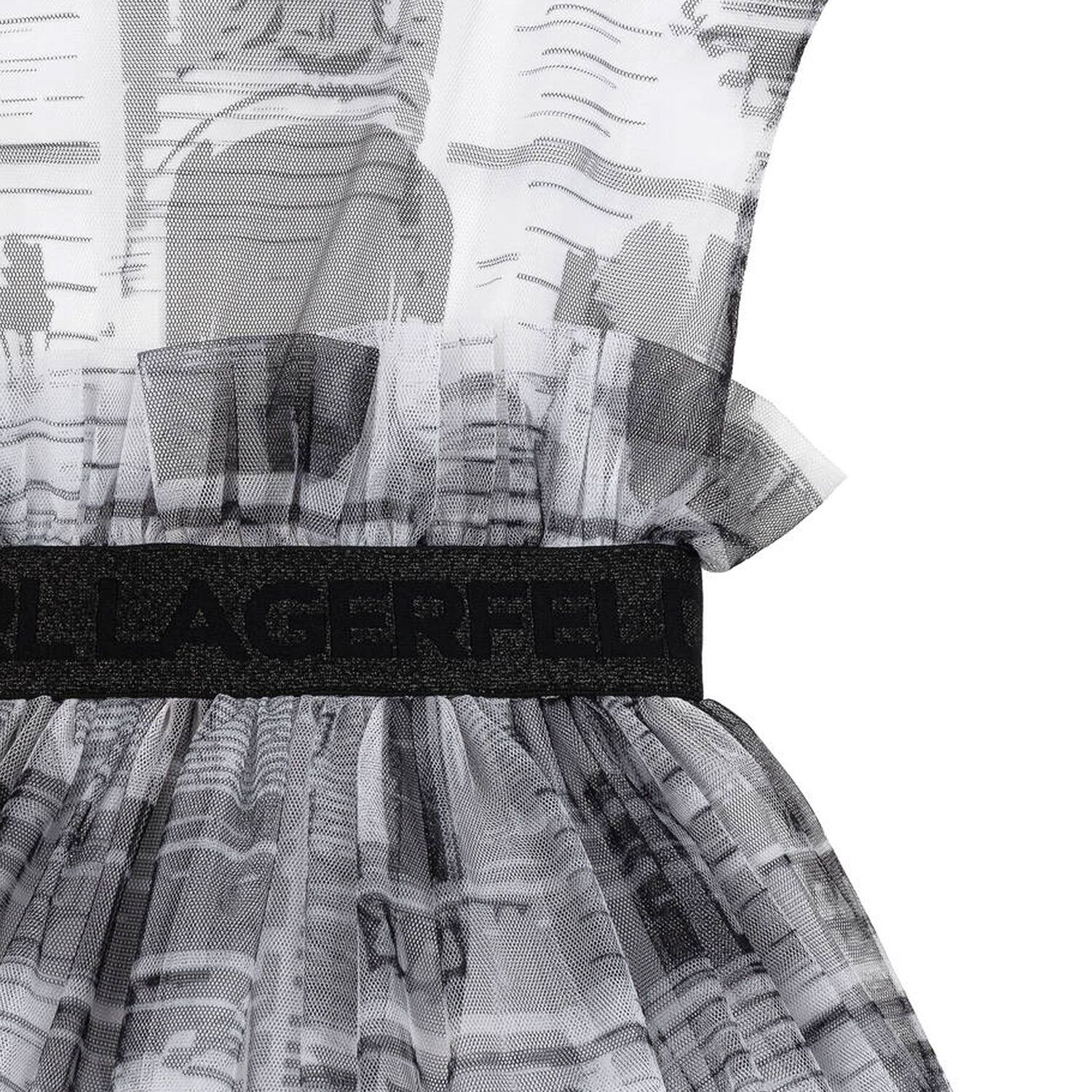 Girls White & Black Tulle Dress, 2, hi-res image number null