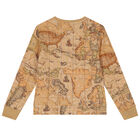 Boys Beige Geo Map Logo Sweatshirt, 1, hi-res