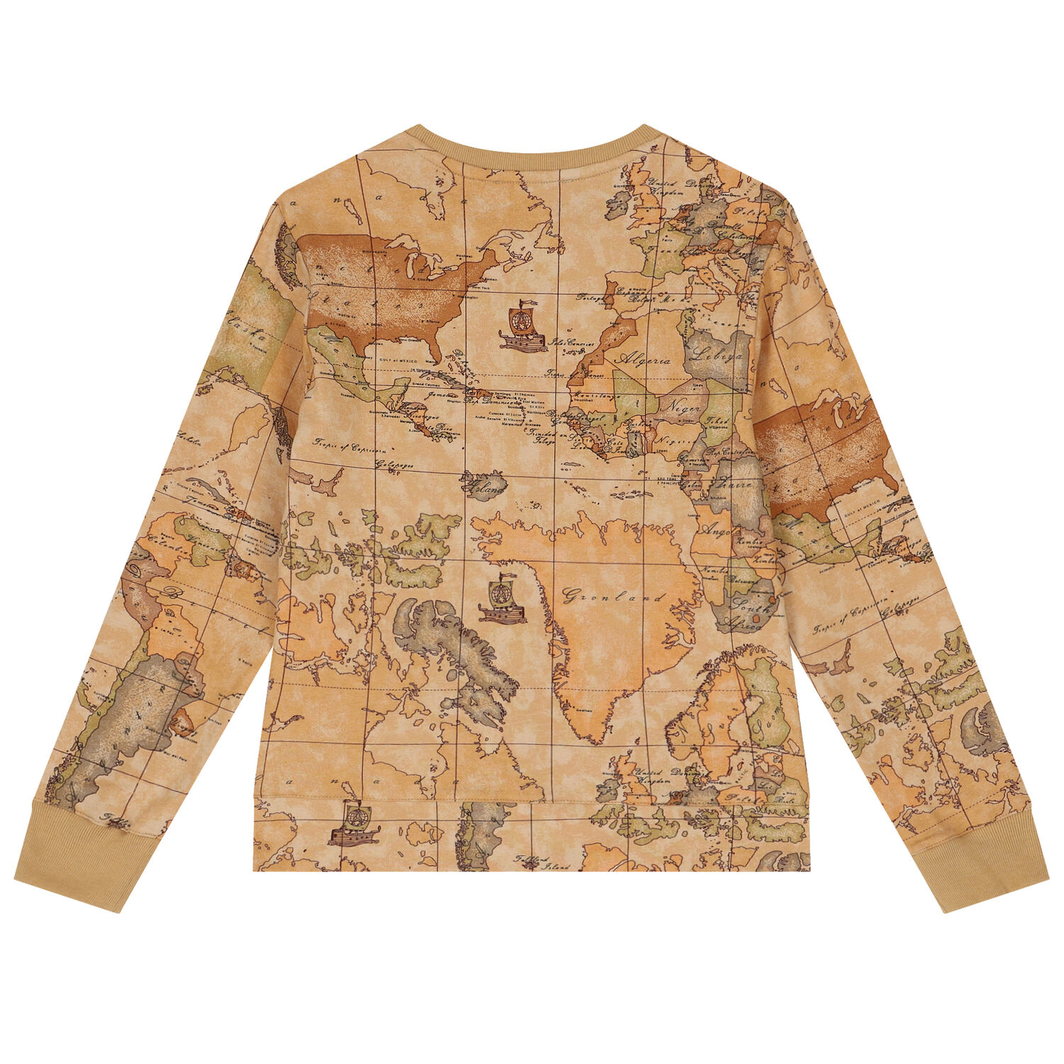 Boys Beige Geo Map Logo Sweatshirt, 1, hi-res