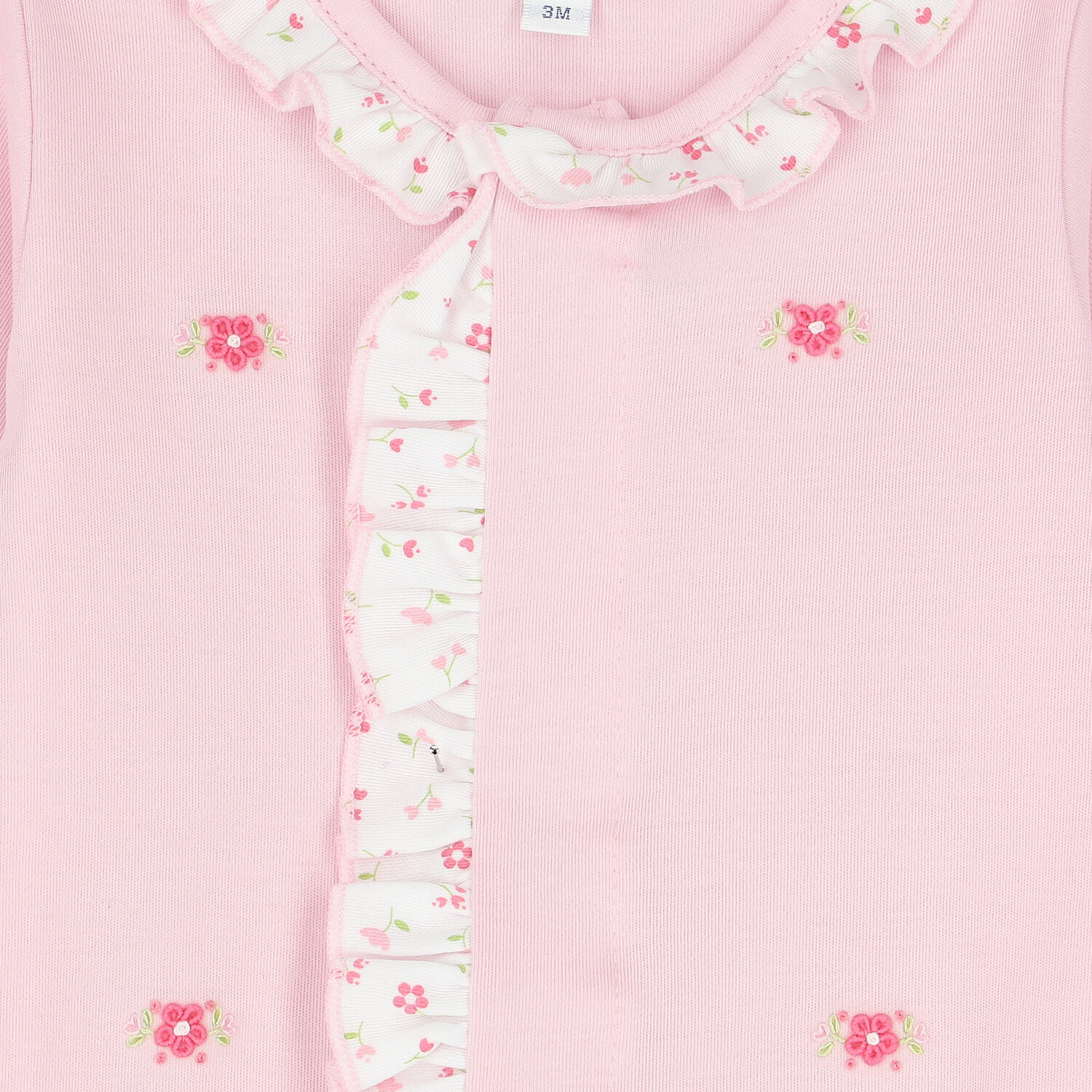 Baby Girls Pink Ruffle Babygrow, 1, hi-res