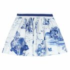 Girls White & Blue Printed Skirt, 1, hi-res