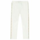 Girls Ivory Logo Trousers, 1, hi-res