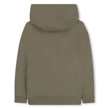 Boys Green Logo Hooded Top
