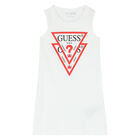 Girls White Logo Dress, 1, hi-res