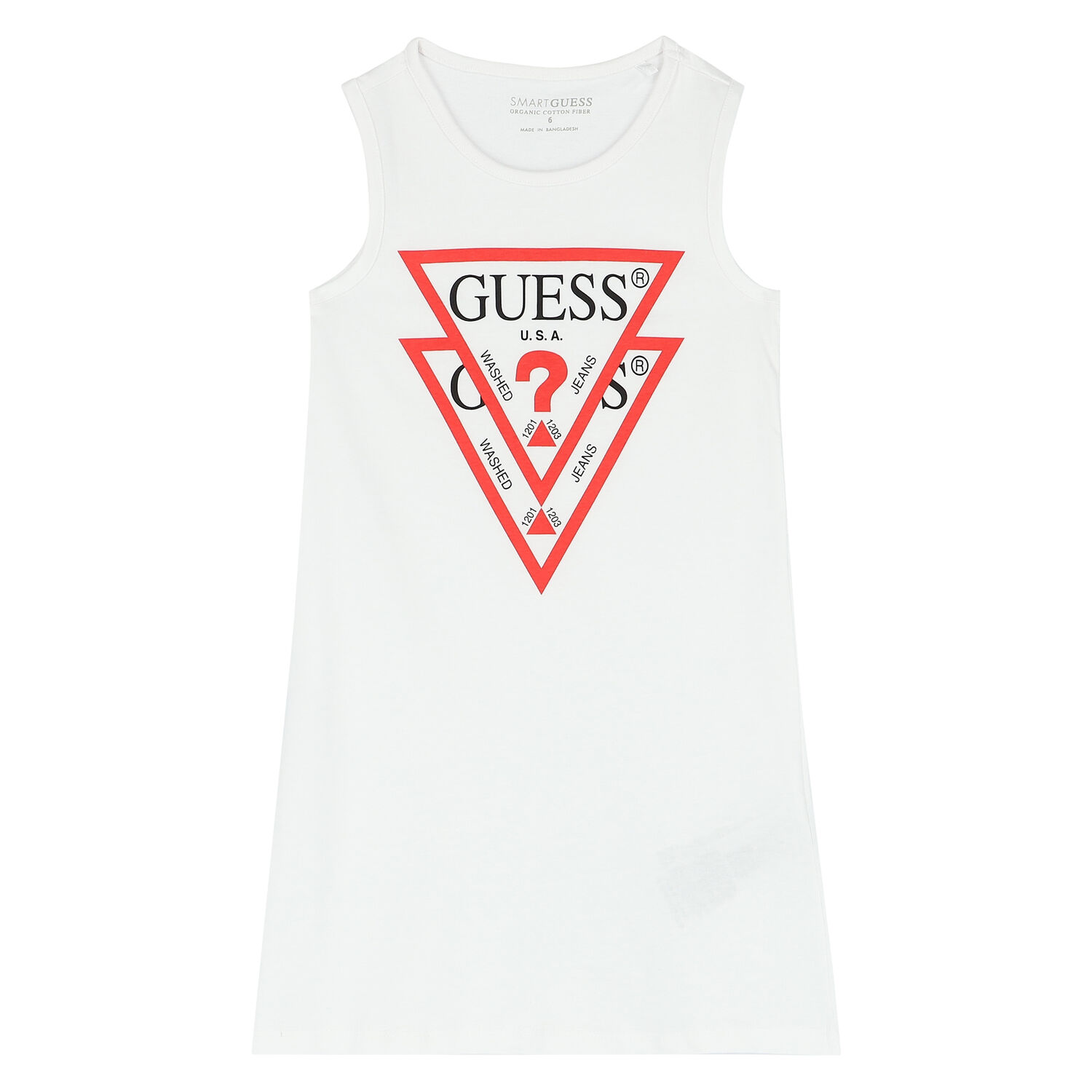 Girls White Logo Dress, 1, hi-res