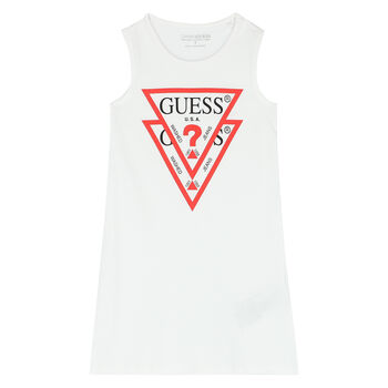 Girls White Logo Dress