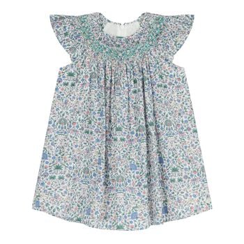Baby Girls Blue & Green Liberty Print Dress