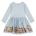 Younger Girls Blue Bear Dress, 2, hi-res
