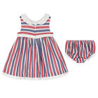 Baby Girls Red & Navy Striped Dress Set, 1, hi-res